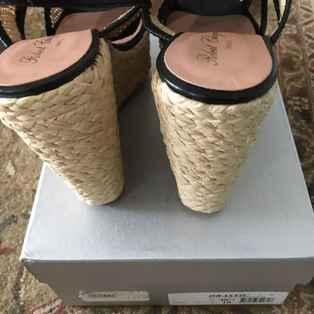 Robert Clergerie Drastic Natural Black Wedge 10 NW - Picture 8 of 8